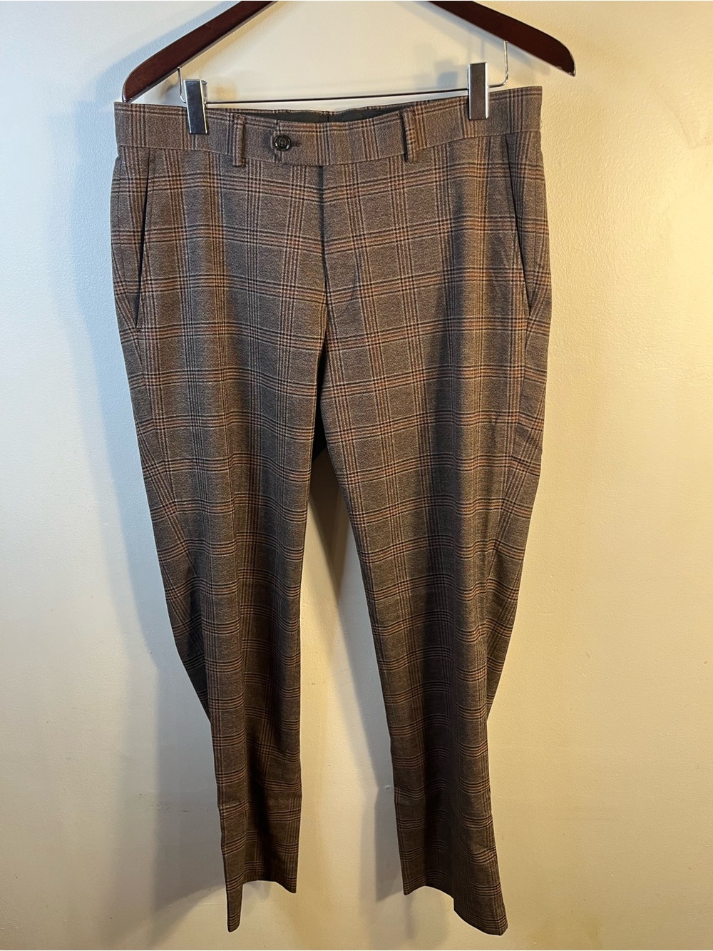 Bar III Plaid Dress Pants Brown Check Men’s 33x30